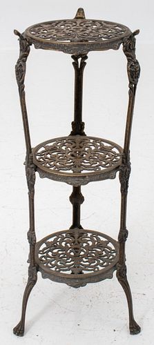 Vintage Brass Three Tier Stand with Claw Feet