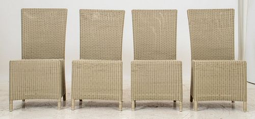 Wicker Style Outdoor Side Chairs, 4