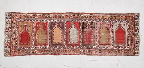 Antique Kirshehir Saf Prayer Rug: 3'8" x 11'5"