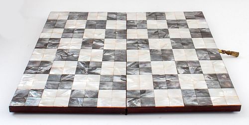 Foldable Mahogany and Mother of Pearl Chess Board