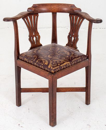 George II Style Oak Corner Chair