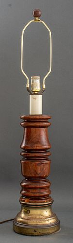 Tessellated Wood Veneer & Brass Lamp