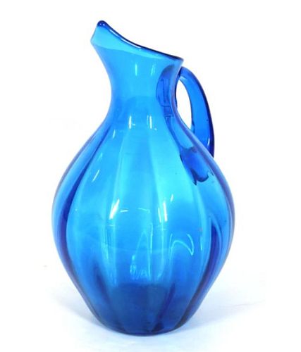 Blenko Mid-Century Blue Glass Pitcher