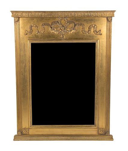 A Neoclassical Style Giltwood Over-Mantel Mirror 52 3/4 x 42 inches.
