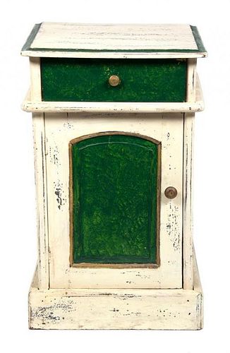 A Painted Side Cabinet Height 26 x width 15 x depth 16 1/2 inches.