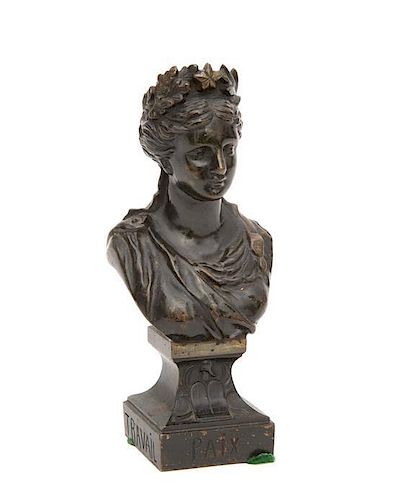 A Small Bronze Bust Height 6 inches.