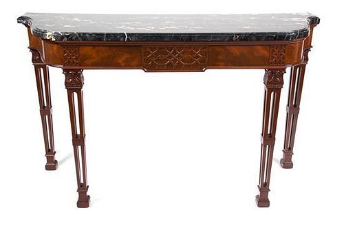 A Georgian Style Mahogany Console Table Height 33 1/2 x width 56 3/4 x depth 20 inches.