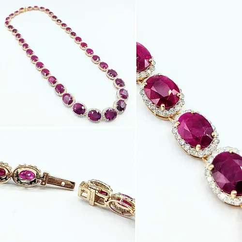 72.34ctw Burmese Ruby & Diamond Riviere Necklace with GIA Report