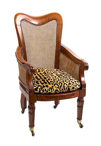 A Regency Mahogany Library Chair Height 38 inches.