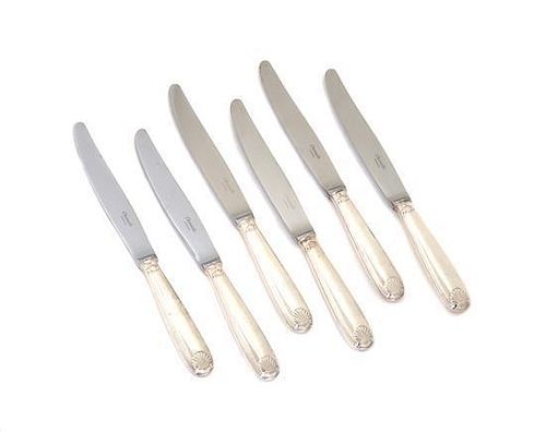 A Set of Twenty-One Silverplated Knives Length 9 5/8 inches.