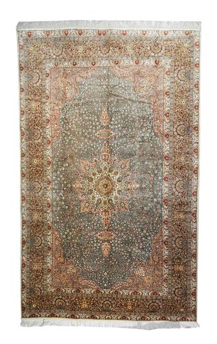 Fine Antique Turkish Silk Hereke Rug, 8'5" x 13'9" ( 2.57 x 4.19 M )