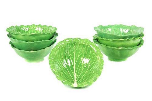A Set of Seven Dodie Thayer Lettuce Ware Bowls Diameter 5 1/2 inches.