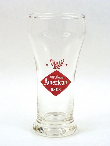 1957 American All Grain Beer 5½ Inch Tall Bulge Top ACL Drinking Glass Baltimore, Maryland