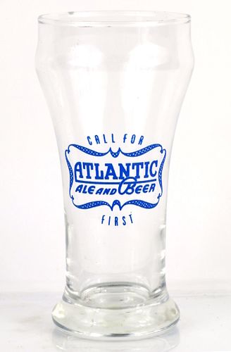 1944 Atlantic Ale and Beer 6 Inch Tall Bulge Top ACL Drinking Glass Atlanta, Georgia