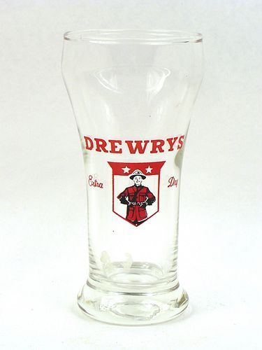 1952 Drewrys Extra Dry Beer 5¾ Inch Tall Bulge Top ACL Drinking Glass South Bend, Indiana