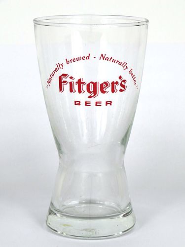 1963 Fitger's Beer 6 Inch Tall Bulge Top ACL Drinking Glass Duluth, Minnesota
