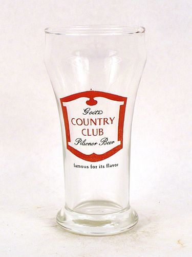 1959 Goetz Country Club Pilsener Beer 5½ Inch Tall Bulge Top ACL Drinking Glass St. Joseph, Missouri