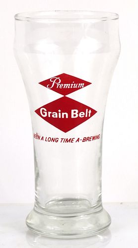 1962 Grain Belt Premium Beer 6 Inch Tall Bulge Top ACL Drinking Glass Minneapolis, Minnesota
