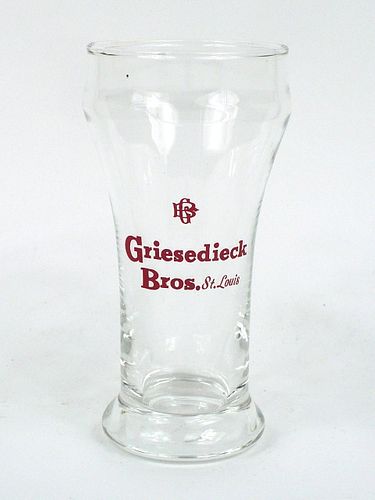 1940 Griesedieck Bros. Beer 6 Inch Tall Bulge Top ACL Drinking Glass Saint Louis, Missouri