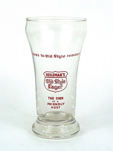 1940 Heilemen's Old Style Beer 5¼ Inch Tall Bulge Top ACL Drinking Glass La Crosse, Wisconsin