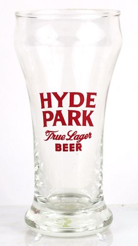 1945 Hyde Park True Lager Beer 6 Inch Tall Bulge Top ACL Drinking Glass Saint Louis, Missouri