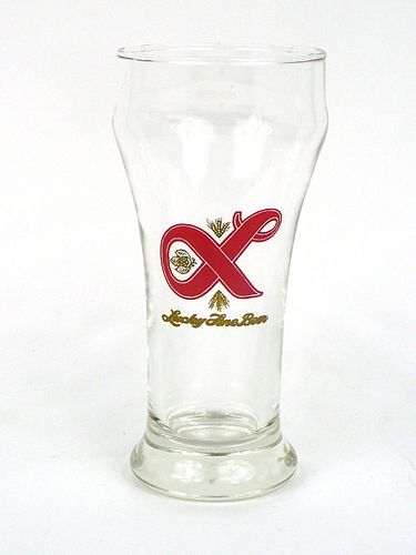 1975 Lucky Lager Beer 6 Inch Tall Bulge Top ACL Drinking Glass San Francisco, California