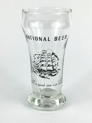1963 National Beer 5½ Inch Tall Bulge Top ACL Drinking Glass Baltimore, Maryland