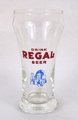 1951 Regal Beer 6 Inch Tall Bulge Top ACL Drinking Glass New Orleans, Louisiana