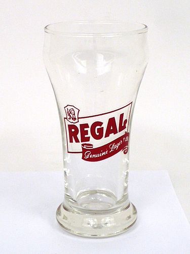 1955 Regal Genuine Lager Beer 6 Inch Tall Bulge Top ACL Drinking Glass New Orleans, Louisiana