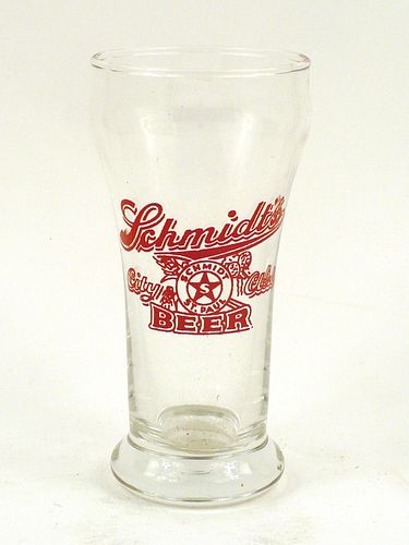 1936 Schmidt's City Club Beer 5½ Inch Tall Bulge Top ACL Drinking Glass Saint Paul, Minnesota