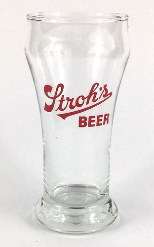 1968 Stroh's Beer 6 Inch Tall Bulge Top ACL Drinking Glass Detroit, Michigan