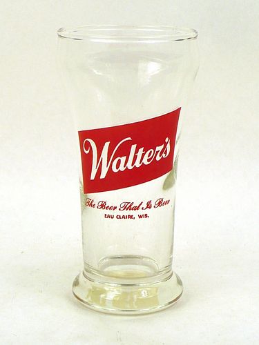 1967 Walter's Beer 5¼ Inch Tall Bulge Top ACL Drinking Glass Eau Claire, Wisconsin