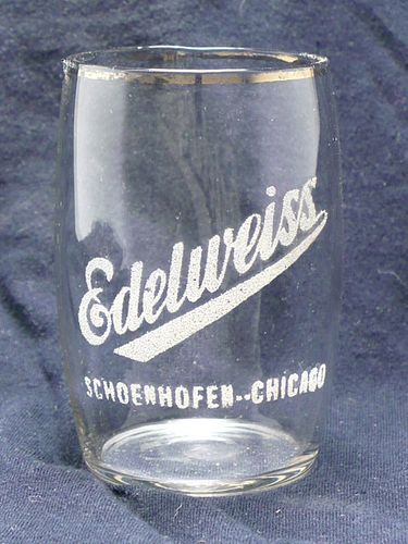 1910 Edelweiss Beer 3½ Inch Tall Pebble Etched Drinking Glass Chicago, Illinois