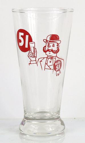 1952 Goldcrest 51 Beer 5½ Inch Tall Flare Top ACL Drinking Glass Memphis, Tennessee