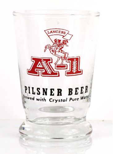 1954 A-1 Pilsner Beer 3¾ Inch Tall ACL Drinking Glass Phoenix, Arizona