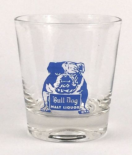 1955 Bull Dog Malt Liquor 3¼ Inch Tall ACL Drinking Glass San Francisco, California