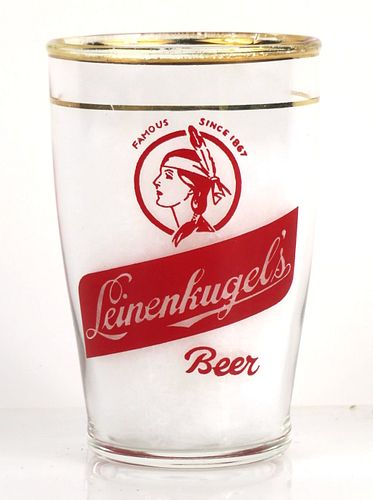 1957 Leinenkugel's Beer 3¾ Inch Tall ACL Drinking Glass Chippewa Falls, Wisconsin