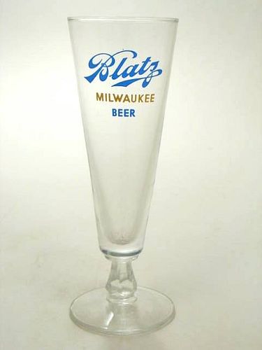 1951 Blatz Milwaukee Beer 8 Inch Tall Stemmed ACL Drinking Glass Milwaukee, Wisconsin