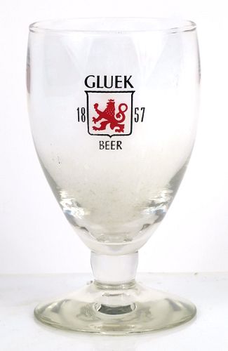 1959 Gluek Beer Three Logo 5¼ Inch Tall Stemmed ACL Drinking Glass Minneapolis, Minnesota