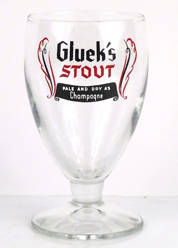 1948 Gluek's Stout Malt Liquor 5¼ Inch Tall Stemmed ACL Drinking Glass Minneapolis, Minnesota