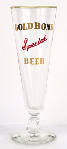 1934 Gold Bond Beer 8½ Inch Tall Stemmed ACL Drinking Glass Cleveland, Ohio