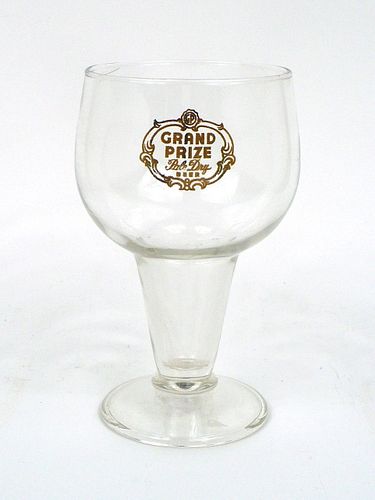 1945 Grand Prize Beer 6¼ Inch Tall Stemmed ACL Drinking Glass Houston, Texas