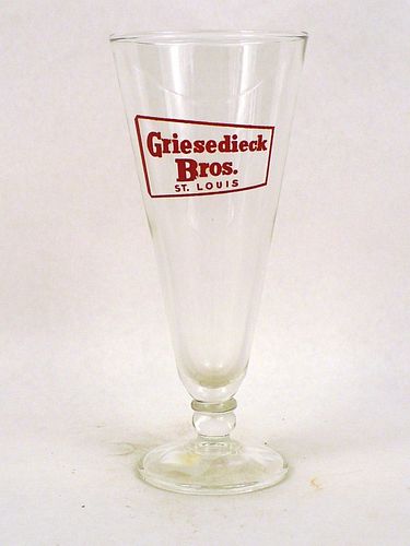 1947 Griesedeick Bros. Beer 7½ Inch Tall Stemmed ACL Drinking Glass Saint Louis, Missouri