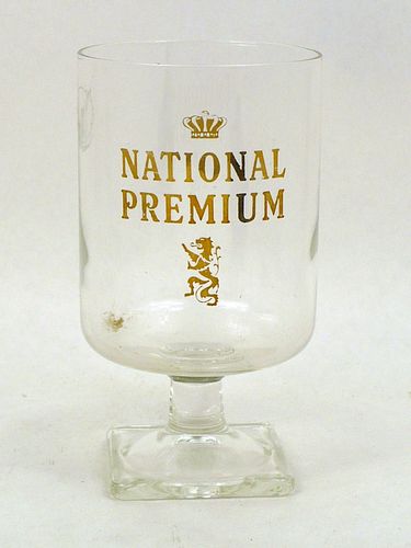 1950 National Premium Beer 5½ Inch Tall Stemmed ACL Drinking Glass Baltimore, Maryland