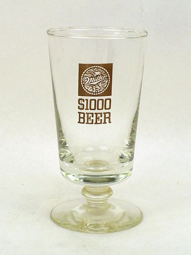 1970 One Thousand Dollar Beer 5¾ Inch Tall Stemmed ACL Drinking Glass Milwaukee, Wisconsin