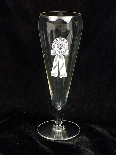 1917 Pabst Blue Ribbon Beer 7½ Inch Tall Stemmed ACL Drinking Glass Milwaukee, Wisconsin