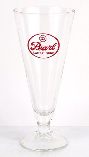 1956 Pearl Lager Beer 7¼ Inch Tall Stemmed ACL Drinking Glass San Antonio, Texas