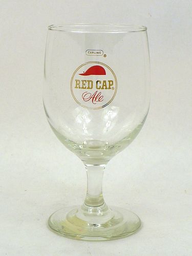 1965 Red Cap Ale 6 Inch Tall Stemmed ACL Drinking Glass Cleveland, Ohio