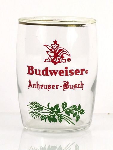 1954 Budweiser Beer 3¼ Inch Tall Barrel Glass Saint Louis, Missouri