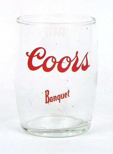 1970 Coors Banquet Beer 3¼ Inch Tall Barrel Glass Golden, Colorado